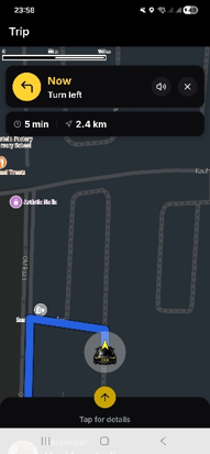 Driver navigating to Passenger