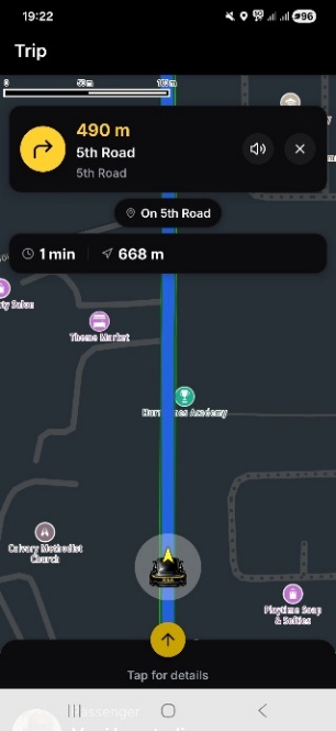 Driver with Passenger navigating to Passenger’s destination
